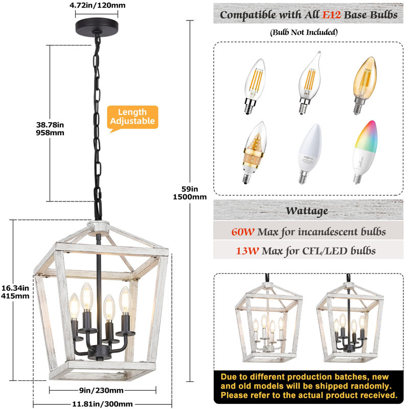 Lustre Ressa, Blanc brossé / chêne