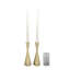 Battery Operated 3D Wick Taper Candles with Metal Holders