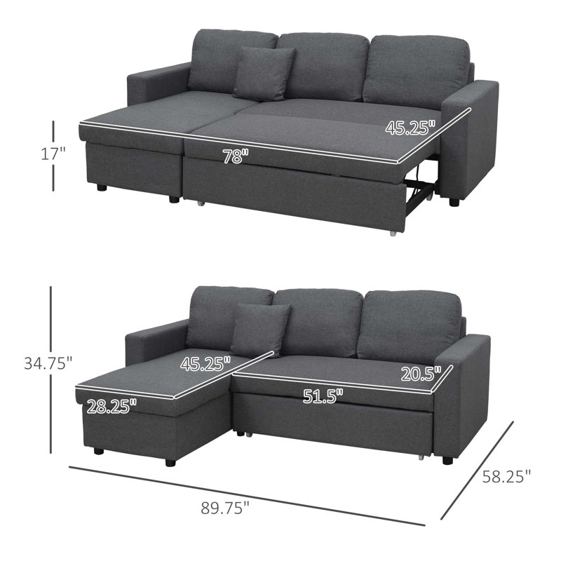 Upholstered 89.75'' Sleeper Sofa