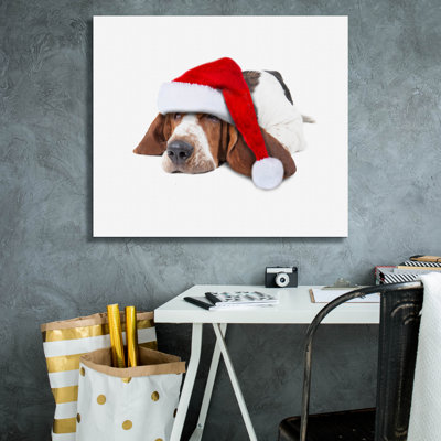  «Christmas Bloodhound» par John Hovenstine, art mural sur toile, 30 po x 26 po