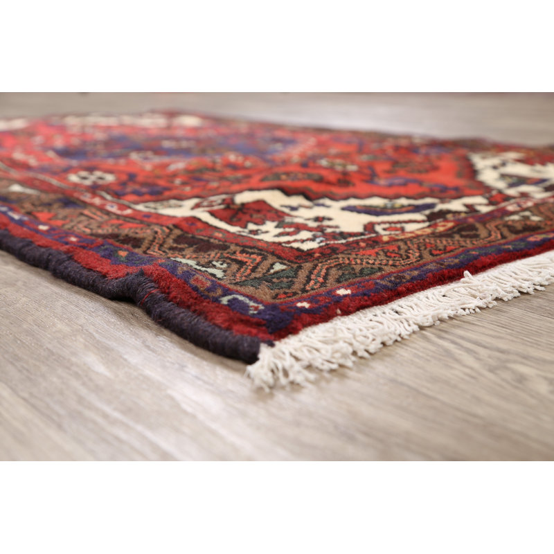 Tapis décoratif en laine de conception unique 3 pi 1 po x 4 pi 7 po noué à la main New Age