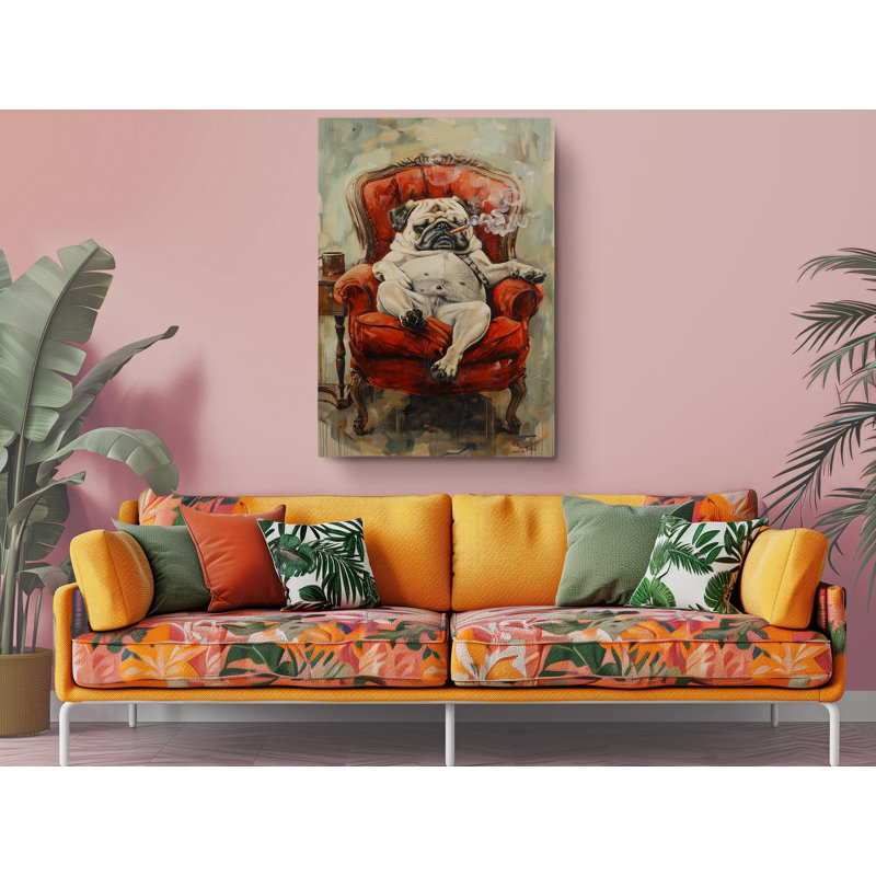 Reproduction d'art sur toile, carlin, H 60 po x l 40 po