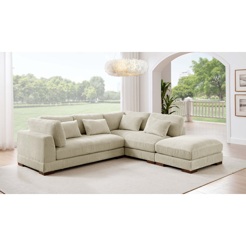Beeston 3-Piece Corduroy Sectional Sofa