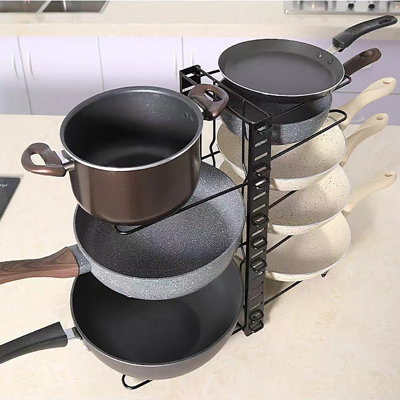 Adjustable Carbon Steel Pot Organizer, Cookware Rack For Kitchen Counter & Cabinet