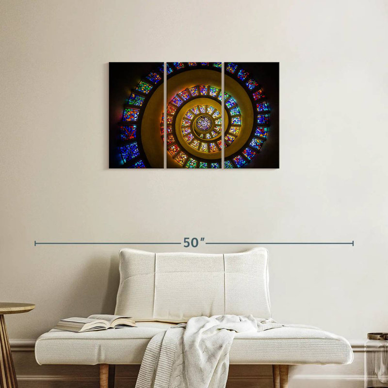 Lilie Spiral Stained Glass Ceiling, 20" H x 33" W