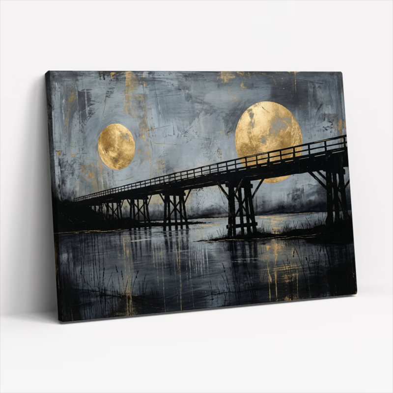 Ensemble de 1 tableau sur toile « Pont de la Lune »., 24"H x 36"W, Wrapped Canvas