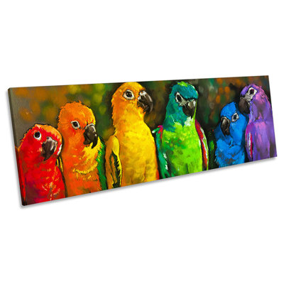 Parrots Birds Repro - Wrapped Canvas Panoramic Print