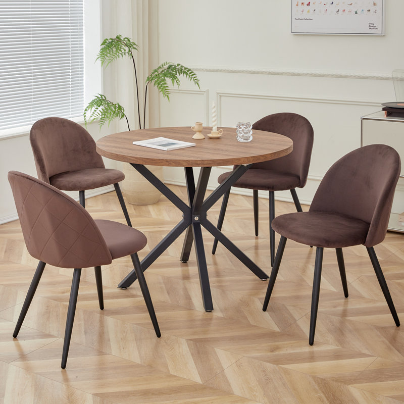 Adebola 43cm H Upholstered Metal Side Chair, Brown