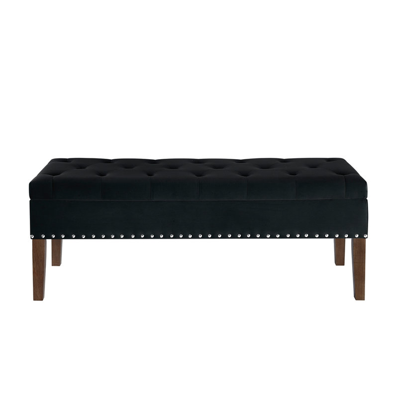 Banc capitonné avec rangement, Noir, Noir
