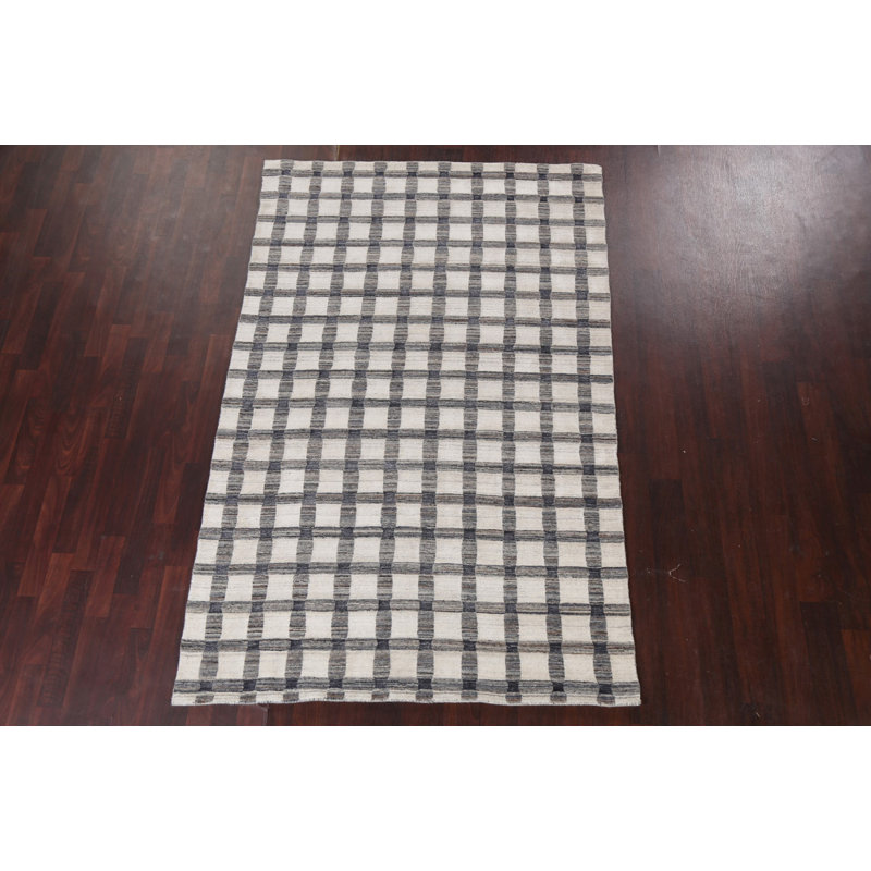 Tapis à carreaux Gabbeh noué à la main 5 x 8