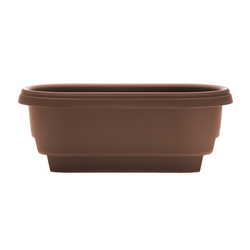 Classic Deck Rail Traditional Plastic Indoor/Outdoor Wide Oval Planter, Chocolate, 9" H x 24" W x 12" D