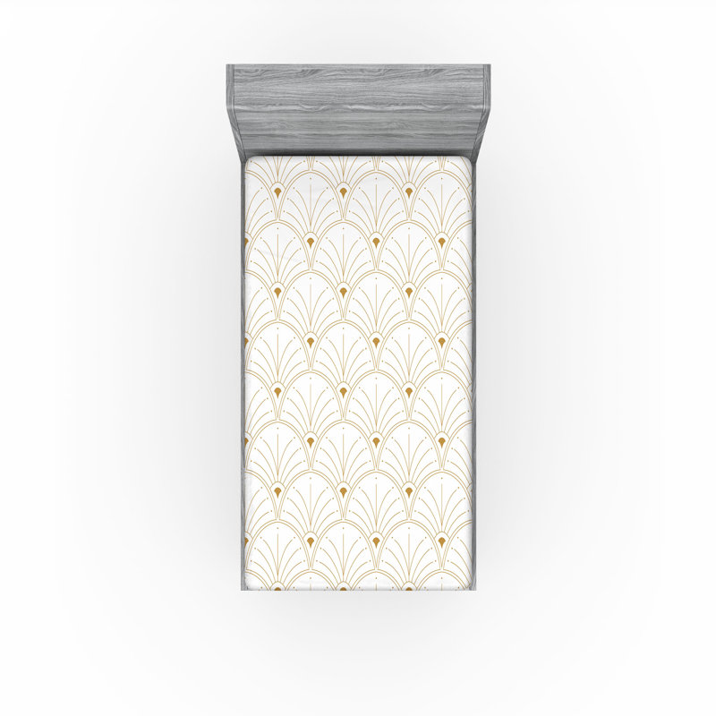  Drap-housse géométrique, Drap-housse de taille simple, Off White Sand Brown