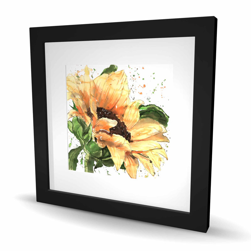Tournesol en fleurs - reproduction encadrée florale pour la décoration intérieure, Noir