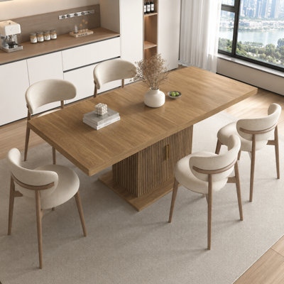 Expandable Dining Table with Storage, Modern Minimalist Extendable Kitchen Table for 6–10 People, Dining Table with Cabinet Storage for Living Room & Dining Room