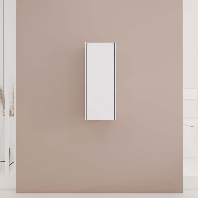 12" Bathroom Side Cabinet,Soft Close Doors,Float Mounting Design, White