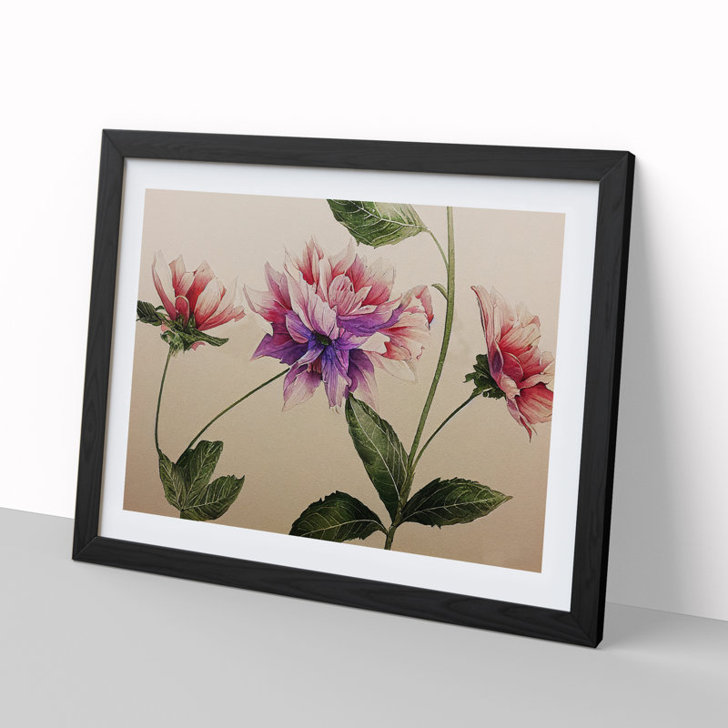 XH1022-9838X Flowers - Single Picture Frame Print, Black Framed, 46cm H x 64cm W x 2cm D
