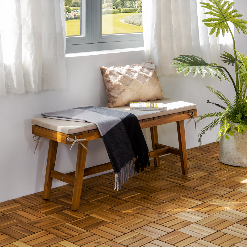 12" x 12" Solid Wood Interlocking Deck Tile, Natural
