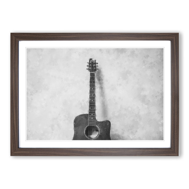 Acoustic Guitar Vol.2 - Picture Frame Graphic Art, 36cm H x 48cm W x 2cm D, Walnut Framed