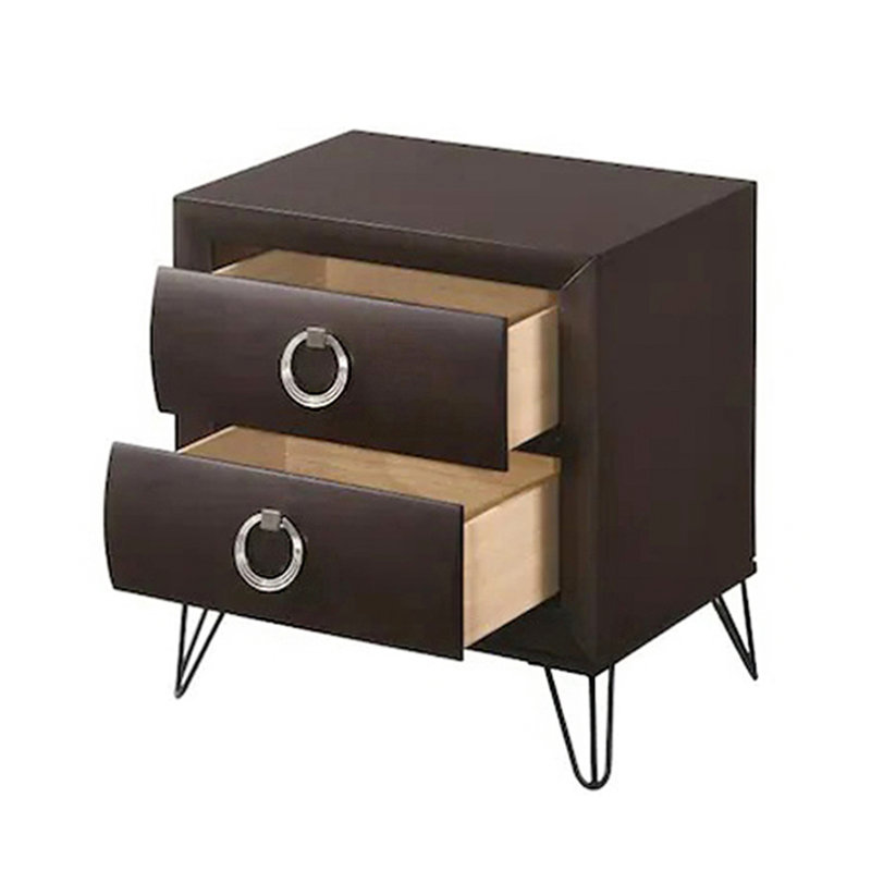 Table de chevet 2 tiroirs dans le noir - Solution de rangement pour chambre à coucher avec style spacieux et pratique