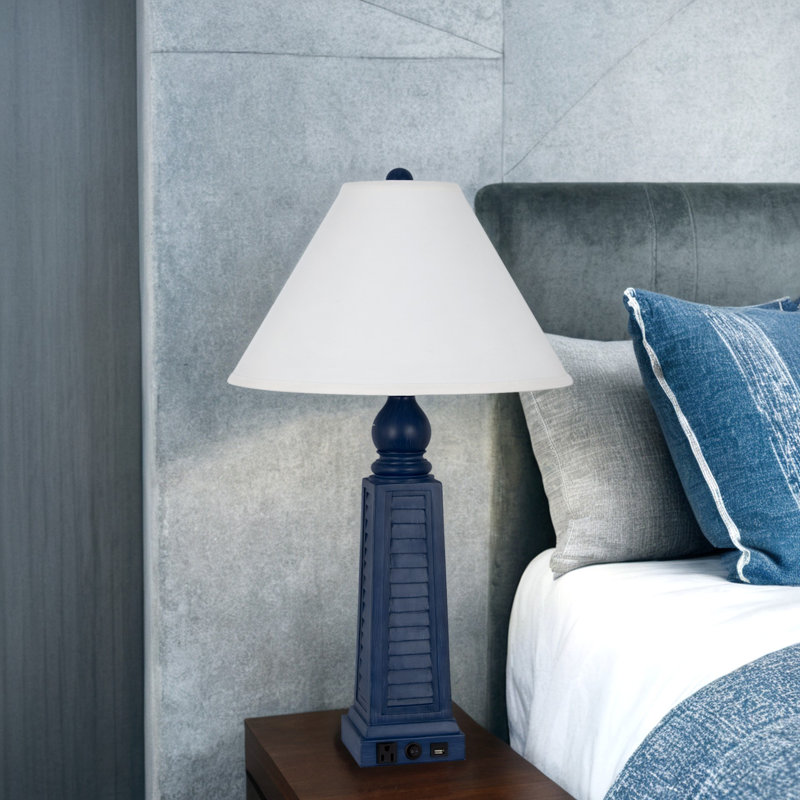 Lampe en résine Dawrin, Bleu marine