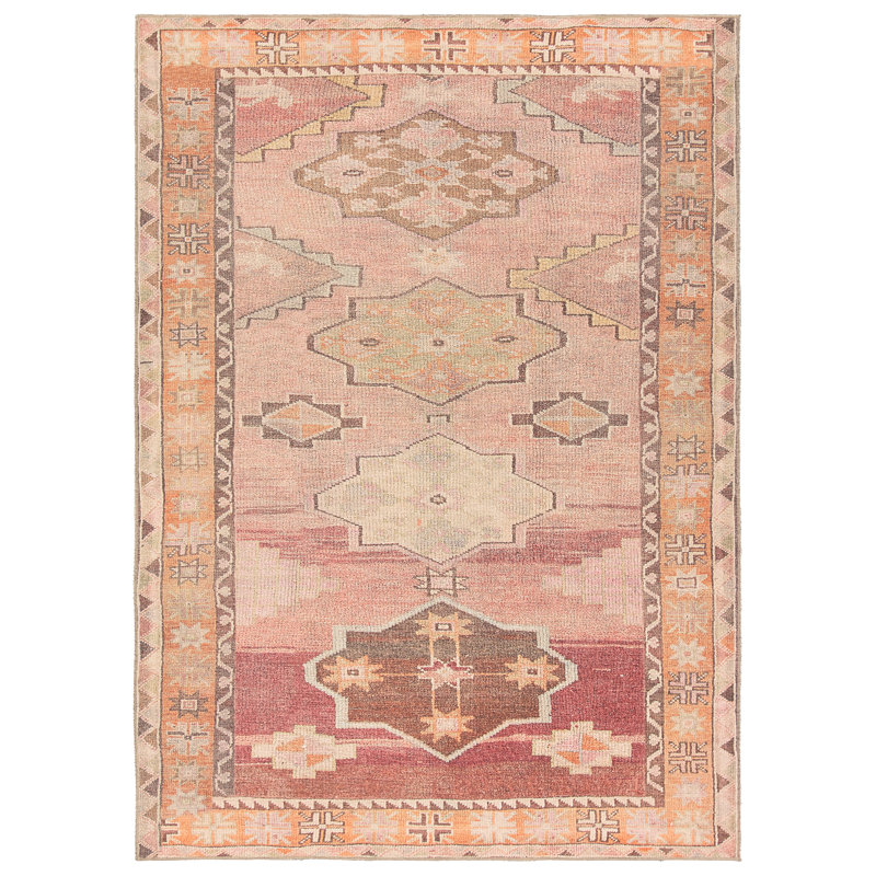 Debary Machine Washable Performance Orange/Pink/Brown Rug, Rectangle 2' x 4'