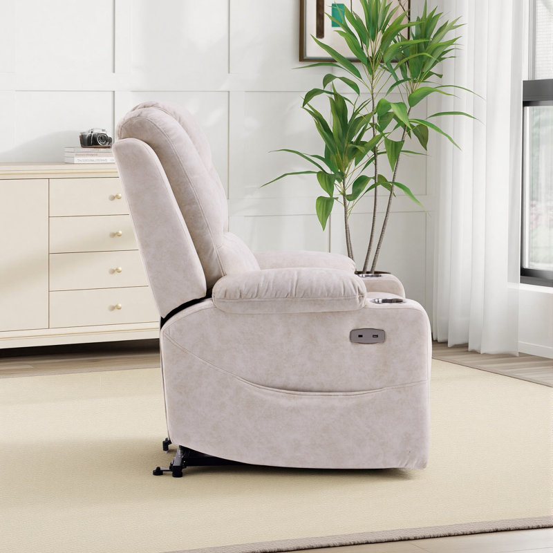 Power Lift Recliner Chair Sofa With Massage And Heat, Creamy White