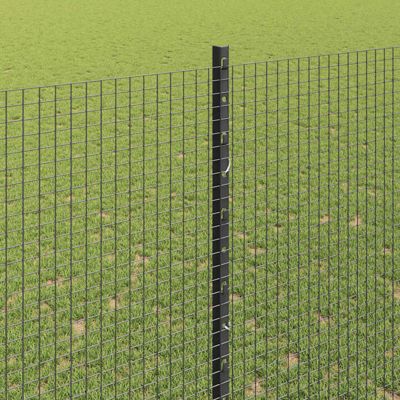 Vidaxl Fence With Posts Steel, 150cm H x 1000cm W x 2.7cm D, Grey