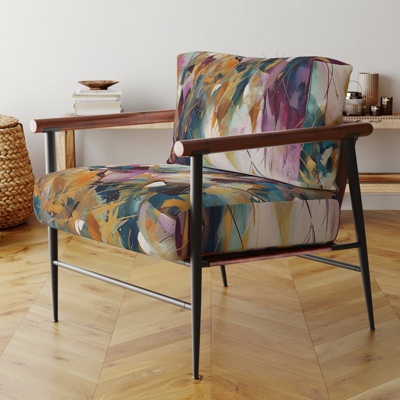 Golden Explosion Triangles I - Fauteuil rembourré contemporain, fauteuil d'appoint géométrique abstrait, Noir
