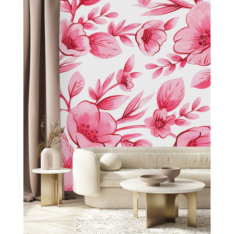 Floral Wall Mural, 125" W x 10.42" L