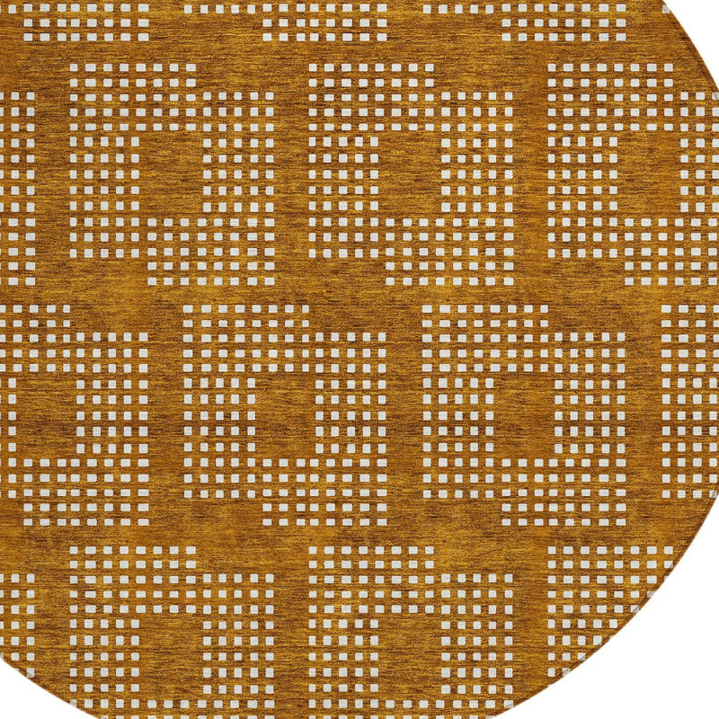 Tapis extérieur rond lavable en terre cuite et ivoire 8 pi