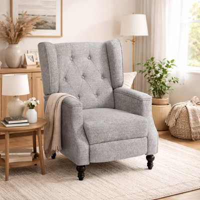 Manual Reclining Upholstered Wingback Armchair