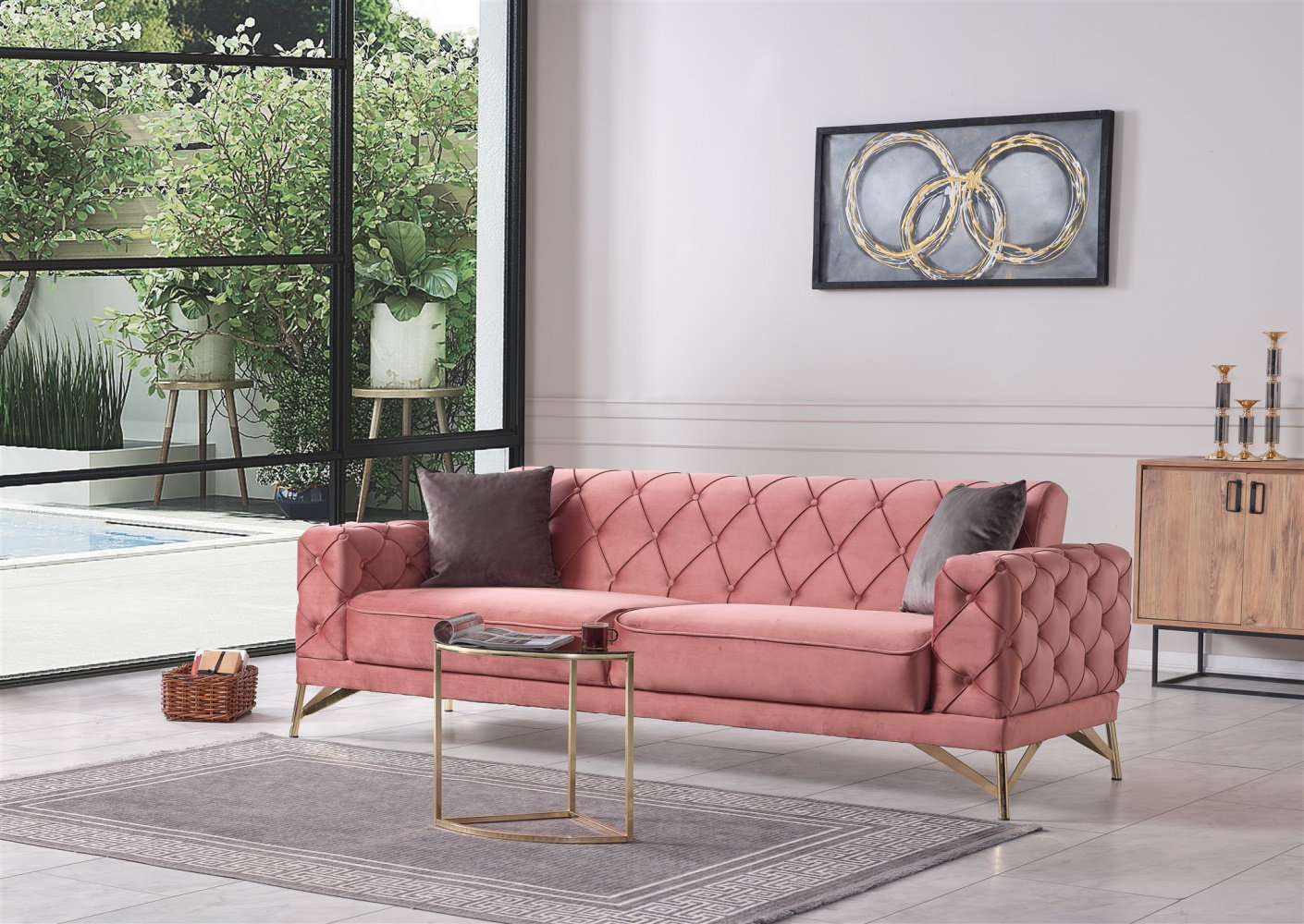 Rosdorf Park Brasca 88 Upholstered Tufted Back Convertible Sofa