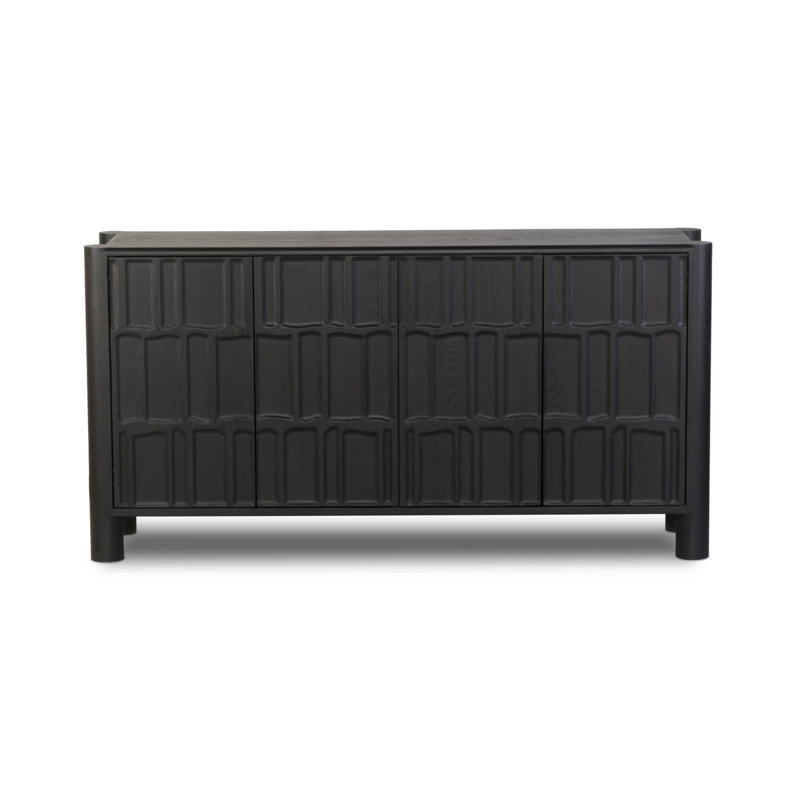 Ezri 4 Door Sideboard-Black Oak, Black Oak