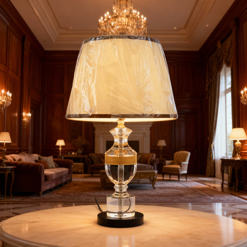 Lampe de table classique en cristal avec bandes dorées