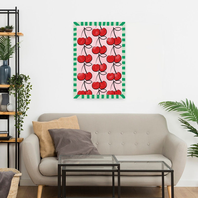 Contemporary Art Bold Contemporary Modern Cherry Fruit Art by Elena Ristova - Wrapped Canvas Print, 60.96 cm H x 40.64 cm W