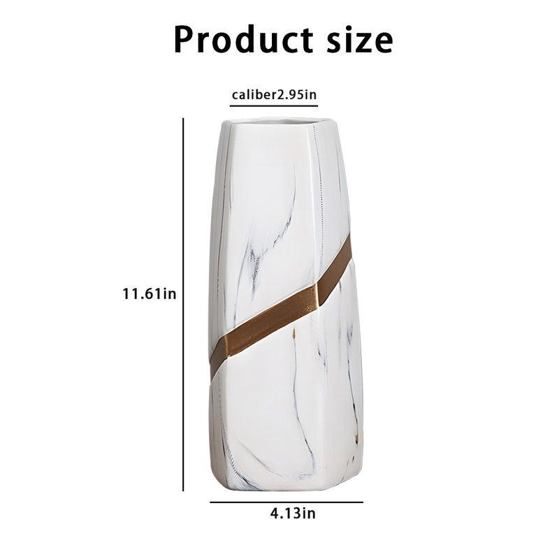 Vase en céramique, Blanc, H 11,61 po x l 4,13 po x P 4,13 po