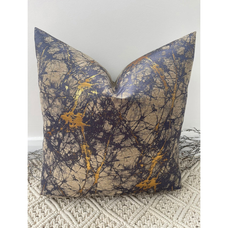 Abstract Square Cushion Cover, Navy Abstract