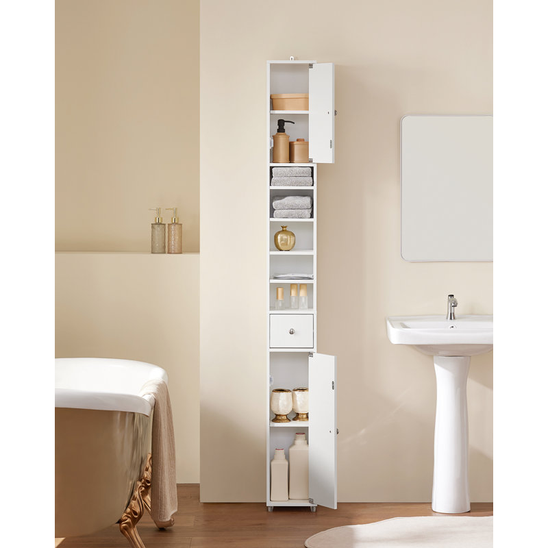 White Tall MDF Cabinet with Adjustable Shelving