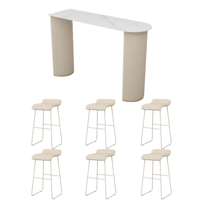 Une table de bar légère et luxueuse, H 41,3 po x L 70,8 po x l 19,6 po, Beige, Beige