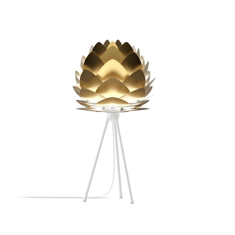 Aluvia Metal Tripod Lamp, White, Brushed Brass