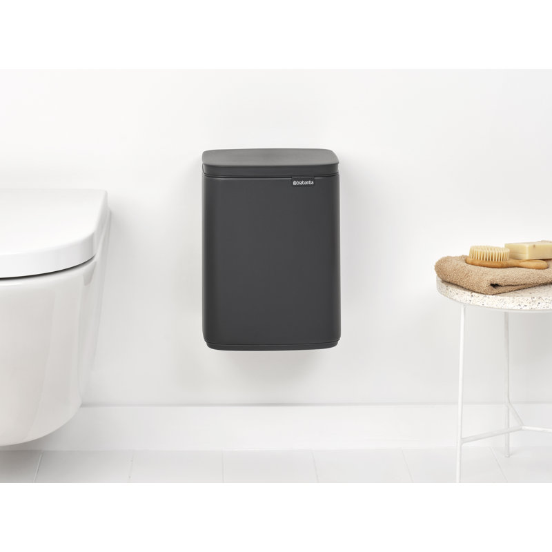 Brabantia Bo Trash Can, 1.1 Gallon (4 Litre), Mineral Infinite Grey, 1.1 Gallon