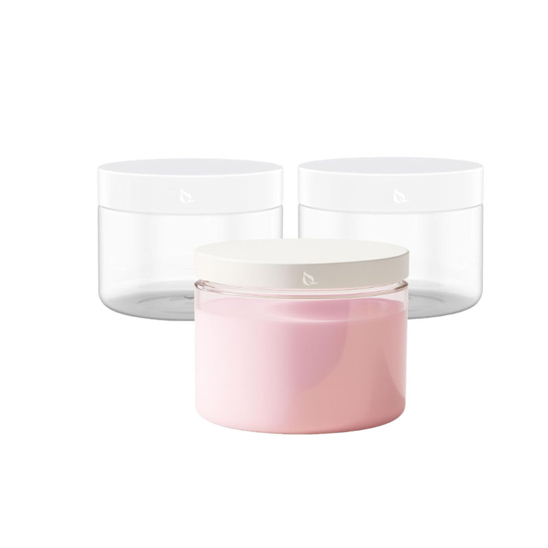  Pot transparent pour animal de compagnie de 300 ml avec couvercle plat, contenant de rangement rechargeable pour les produits de soins personnels, le rangement des aliments, l'organisation domestique et les fournitures d'artisanat (30)