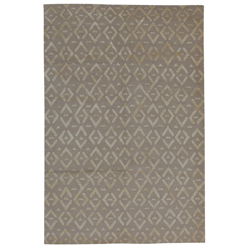 Tapis gris / beige noué à la main de haute qualité