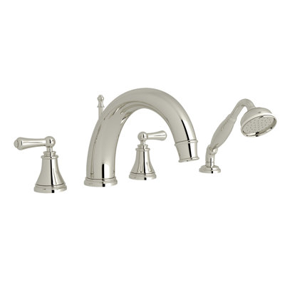 Georgian Era 4-Hole Deck Mount Tub Filler With C-Spout