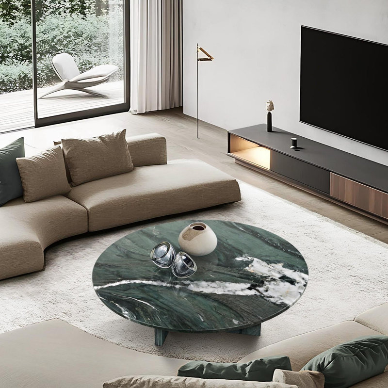 Table basse de luxe moderne, table de salon, H 9,8 po x L 35,4 po x l 35,4 po, Vert