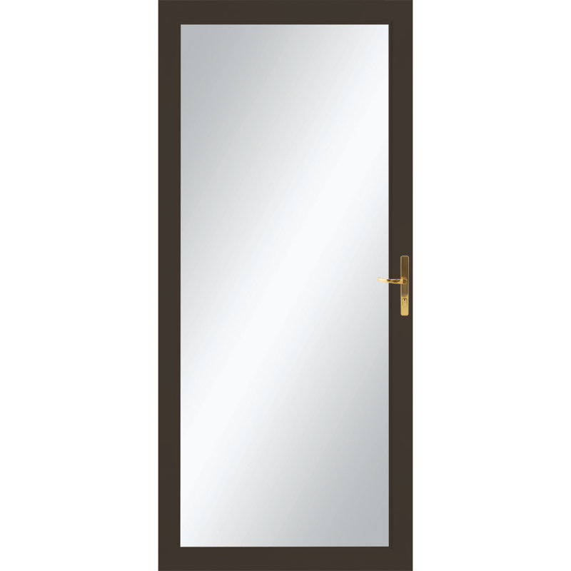 50 Series Fullview Storm Door with Brass Handle, 36" x 81", Brown