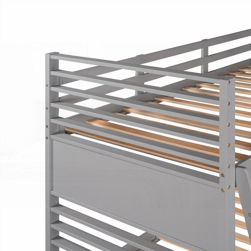 Lit superposé simple en bois avec deux tiroirs - gris (peu encombrant, robuste et durable), gris