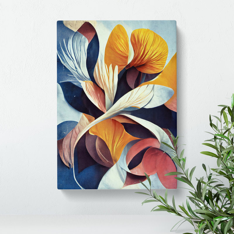 Colourful Abstract Flowers No.3 - Wrapped Canvas, 50cm H x 35cm W