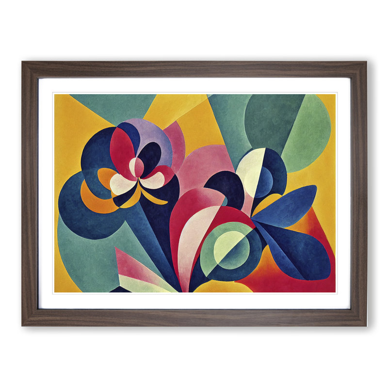 Fabulous Abstract Flowers - Single Picture Frame Painting, 34cm H x 46cm W x 2cm D, Walnut