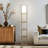 Maxwell 72" Traditional LED Shelf Floor Lamp with Rustic Wood Finish, 4 Built-In Shelves, 3 Storage Drawers, Bulb Included-1864959983